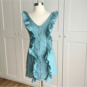 KARLIE Linen Raffle Mini Dress